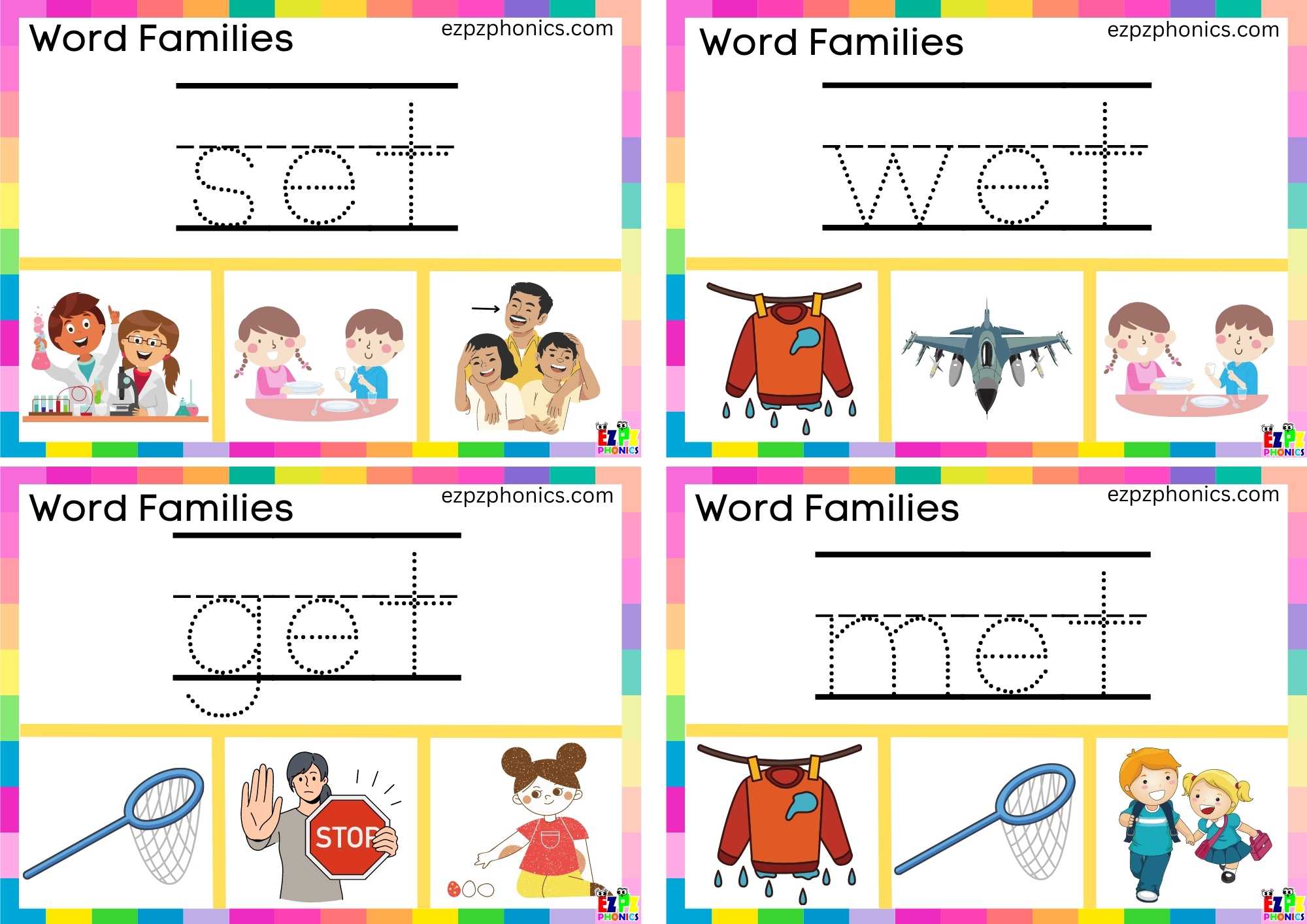 Word Family et Write the words and clip the image clip cards set 2